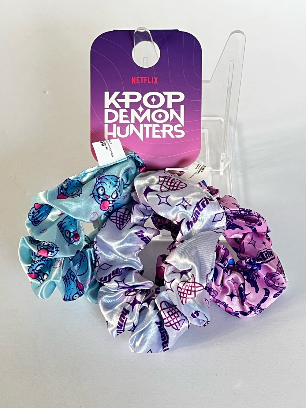 Kpop Demon Hunters Hair Scrunchies Set with Derpy Character & Huntrix Logos